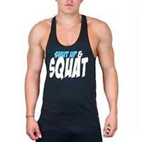 CoreX Fitness Shut Up And Squat Stringer Mens Training Vest Black Tank Top Gym