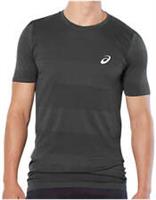 Asics Sport Seamless Knit Mens Running Top Grey Short Sleeve Reflective T-Shirt - S Regular