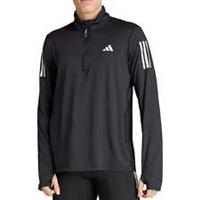 adidas Own The Run Mens Running Top Black Long Sleeve Half Zip Reflective Jersey - M Regular