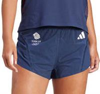 adidas Adizero Team GB Womens Split Running Shorts Blue Lightweight Lined Run