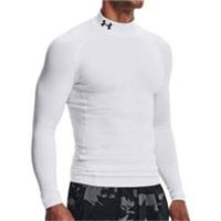 Under Armour ColdGear Compression Mock Mens Running Top White Long Sleeve Run