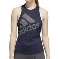 adidas Badge Of Sport Womens Training Vest Blue Workout Fitness Tank Top Ladies