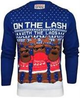 Christmas On The Lash Mens Christmas Jumper Blue Sweatshirt Lightweight - M Regular