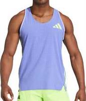 adidas Adizero Promo Mens Running Vest Blue Run Lightweight Sleeveless Tank Top - XL Regular