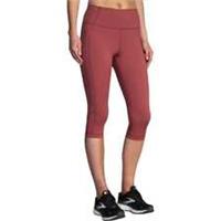 Brooks Method Womens Running Tights Red 3/4 Capri Compression Run Lightweight