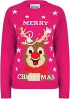 Christmas Merry Stars Junior Christmas Jumper Purple Kids Stylish Long Sleeve