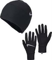 Nike Essentials Mens Running Hat And Glove Set Black Reflective Fleece