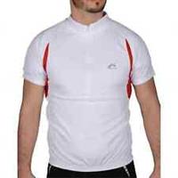 More Mile Mens Cycling Jersey White Short Sleeve Half Zip Reflective Bike Top - S Regular