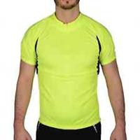 More Mile Mens Cycling Jersey Hi Viz Yellow Short Sleeve Half Zip Reflective Top - XS Regular