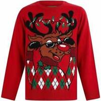 Christmas Argyile Holly Novelty Junior Christmas Jumper Red Kids Sweatshirt