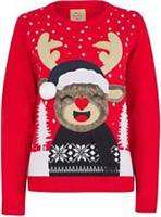 Christmas Rudolph Laughing Womens Christmas Jumper Red Sweatshirt Regular Fit