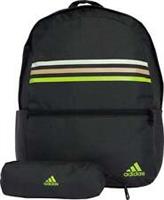 adidas Classic Horizontal 3 Stripes Backpack Black Stylish Zip Pocket Travel Bag