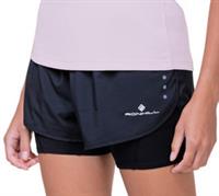 Ronhill Core Twin Womens Running Shorts Black 2 In 1 Twin Short Run Breathable