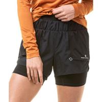 Ronhill Tech Twin Womens Running Shorts Black 2 In 1 Twin Short Run Breathable