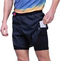 Ronhill Tech Race Twin Mens Running Shorts Black 2 In 1 Twin Short Run Training