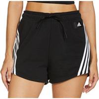 adidas Future Icon 3 Stripes Womens Training Shorts Black Gym Zip Pocket Workout