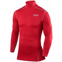 TCA Pro Performance Mock Mens Compression Top Red Long Sleeve Running Run Jersey