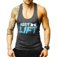 CoreX Fitness Just Lift Stringer Mens Training Vest Grey Workout Tank Top Gym - L Regular