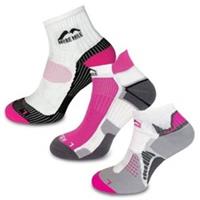 More Mile Womens 3 Pack Running Socks Pink Mixed Styles Cushioned Padded Sports - UK 5.5 - 8 Regular