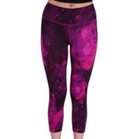 More Mile Reversible Graphic Womens Running Tights Pink 3/4 Capri Run Sports - XS Regular