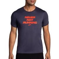 Brooks Distance Graphic Mens Running Top Grey Short Sleeve Breathable T-Shirt