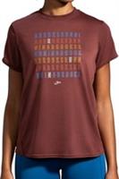 Brooks Distance Graphic Womens Running Top Red Short Sleeve Run Jogging T-Shirt