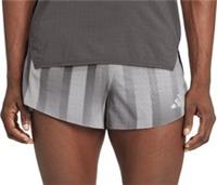 adidas Adizero Pro Mens Running Shorts Grey 3 Inch Moisture Wicking Zip Pocket
