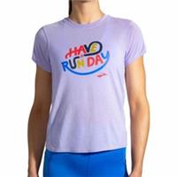 Brooks Distance Graphic Womens Running Top Purple Short Sleeve Run T-Shirt