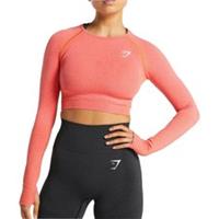 Gymshark Vital Seamless 2.0 Crop Womens Training Top Pink Long Sleeve Gym Jersey - L Regular