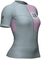 Compressport Tri Postural Womens Running Top Grey Short Sleeve Half Zip T-Shirt - L Regular