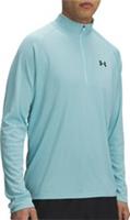 Under Armour Tech Textured Mens Running Top Blue Long Sleeve Half Zip Run Jersey - L Regular