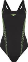 Speedo Panel Muscleback Womens Swimsuit Black Swimming Lined Ladies Swim Suit