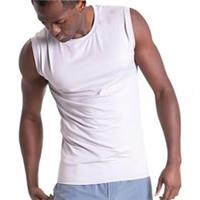 Ohmme Sagan Mens Yoga Vest Grey Moisture Wicking Crew Neck - M Regular