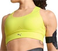 Puma PWRbreathe Womens Running Sports Bra Yellow Padded Breathable Workout Run - XS Regular