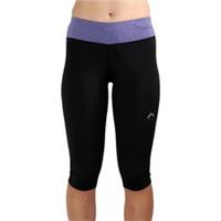 More Mile Marl Womens Running Tights Black 3/4 Capri Run Sports Training Jogging - 2XS Regular