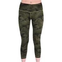 More Mile Reversible Graphic Womens Running Tights Green 3/4 Capri Run Sports - M Regular