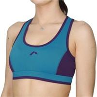 More Mile Prime Womens Running Crop Top Blue Moisture Wicking Workout Fitness
