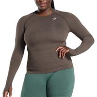 Gymshark Vital Seamless 2.0 Womens Training Top Brown Long Sleeve Gym Excerise - S Regular