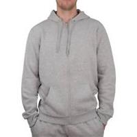 More Mile Vibe Mens Full Zip Fleece Hoody Grey Gym Hooded With Pockets Sports - UK Size Regular