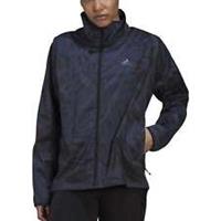 adidas Fast Womens Running Jacket Navy Run Full Zip Zip Pocket Ladies 3 Stripes - S Regular