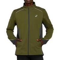 Asics Lite-Show Winter Mens Running Jacket Green Run Hi Vis Reflective Full Zip