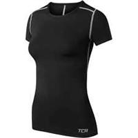 TCA Pro Performance Womens Baselayer Running Top Black Short Sleeve Run T-Shirt - S Regular