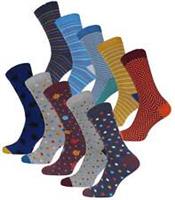 More Mile Design Mens 10 Pack Socks Spots and Stripes Smart Stylish Comfortable - 6-11 Regular