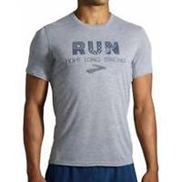 Brooks Distance Graphic Mens Running Top Grey Short Sleeve Run Jogging T-Shirt - S Regular