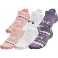Under Armour Essential 6 Pack Womens No Show Socks Pink Arch Support Gym - UK 8.5 - 10.5 Regular