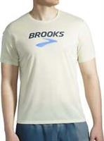 Brooks Distance Graphic Mens Running Top Yellow Short Sleeve Run Jogging T-Shirt - XL Regular