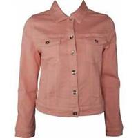 Amara Reya AR Feather Womens Denim Jacket Pink With Pockets Coat Ladies - S Regular