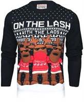 Christmas On The Lash Mens Christmas Jumper Ink Sweatshirt Lightweight Crew Neck - M Regular