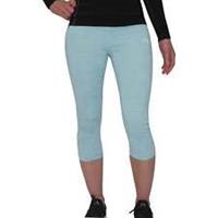 More Mile Heather Girls Running Tights Blue 3/4 Capri Junior Kids Run Sports