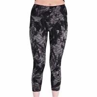 More Mile Reversible Graphic Womens Running Tights Grey 3/4 Capri Run Sports